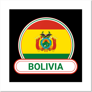 Bolivia Country Badge - Bolivia Flag Posters and Art